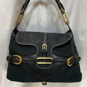 Jimmy Choo handbag. Black Canvas w/Leather Trim    95-C3b